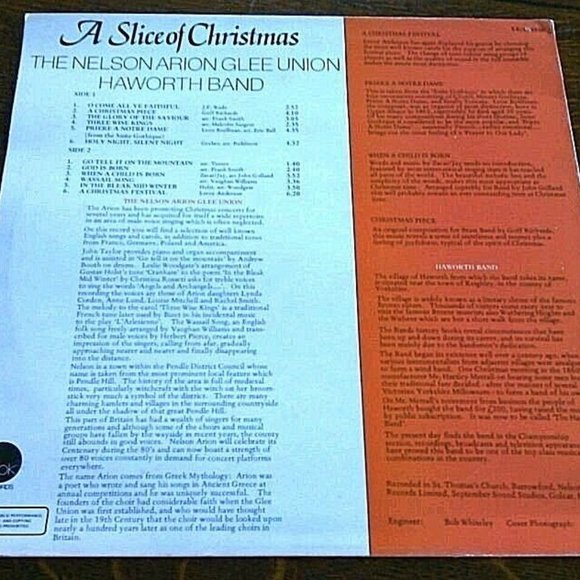 Vintage British Vinyl LP A Slice Christmas Male Voice Choir Nelson Arion Glee UK - Picture 11 of 16